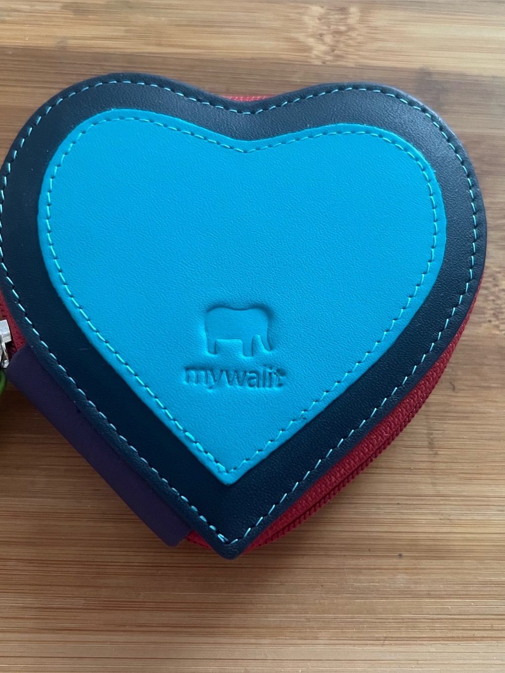 Mywalit Heart Coin Purse in Turquoise and Red
